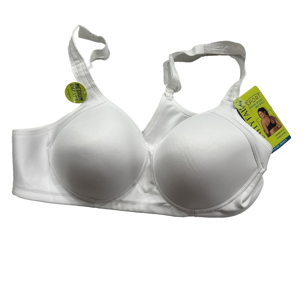 Vanity Fair 42B Women's Bra‎ White Wireless Medium Impact
